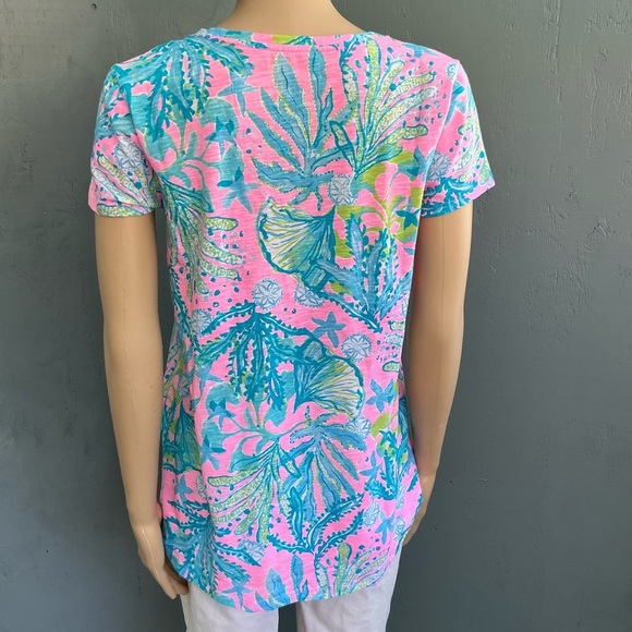 Lilly Pulitzer Mandevilla Baby Hip Nautic Tropical Print V-Neck Women’s Top - Picture 3 of 8